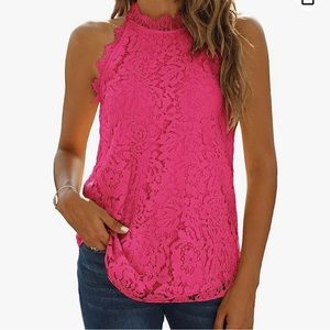 Barbie Pink Lace Halter Neck Tank